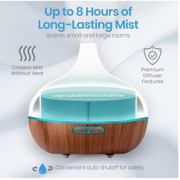 Pure Daily Care Aromatherapy Diffuser Woodgrain LED Light with 10 Essential Oils - Picture 12 of 13